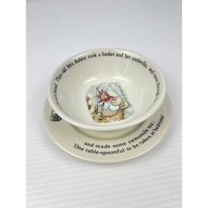 Wedgwood Peter Rabbit Bowl and Plate Set Beatrix Potter Nursery China England